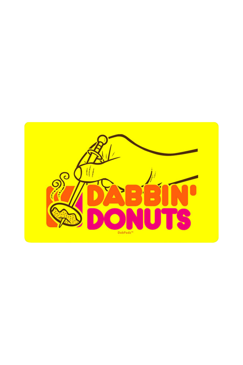 Overhead view of the DabPadz “Dabbin Doughnuts” Large Dab Mat, featuring a colorful, playful doughnut design.