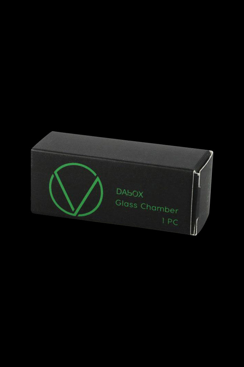 A studio shot of the Vivant Dabox Glass Chamber Replacement, showcasing its clear glass construction and cylindrical form.