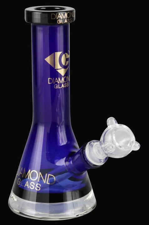 Front view of the Diamond Glass Mini Beaker - Beast Mode, a blue glass beaker with a simple, clean design.