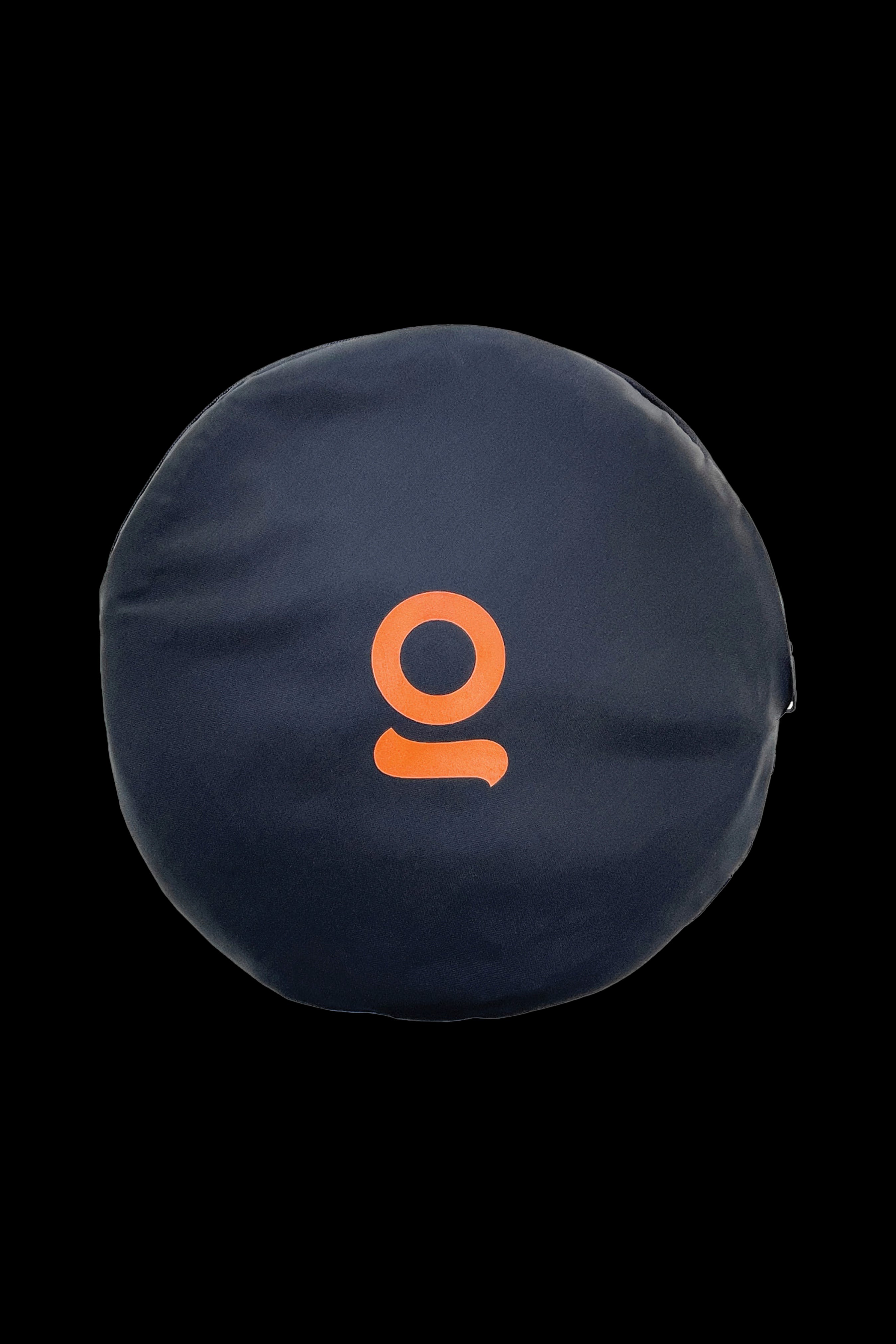 Navy cannabis aroma shield with orange logo.