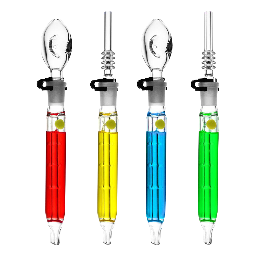 Front view of the Freezable Glycerin Dab Straw & Spoon Pipe, showcasing its clear glass construction against a neutral background.