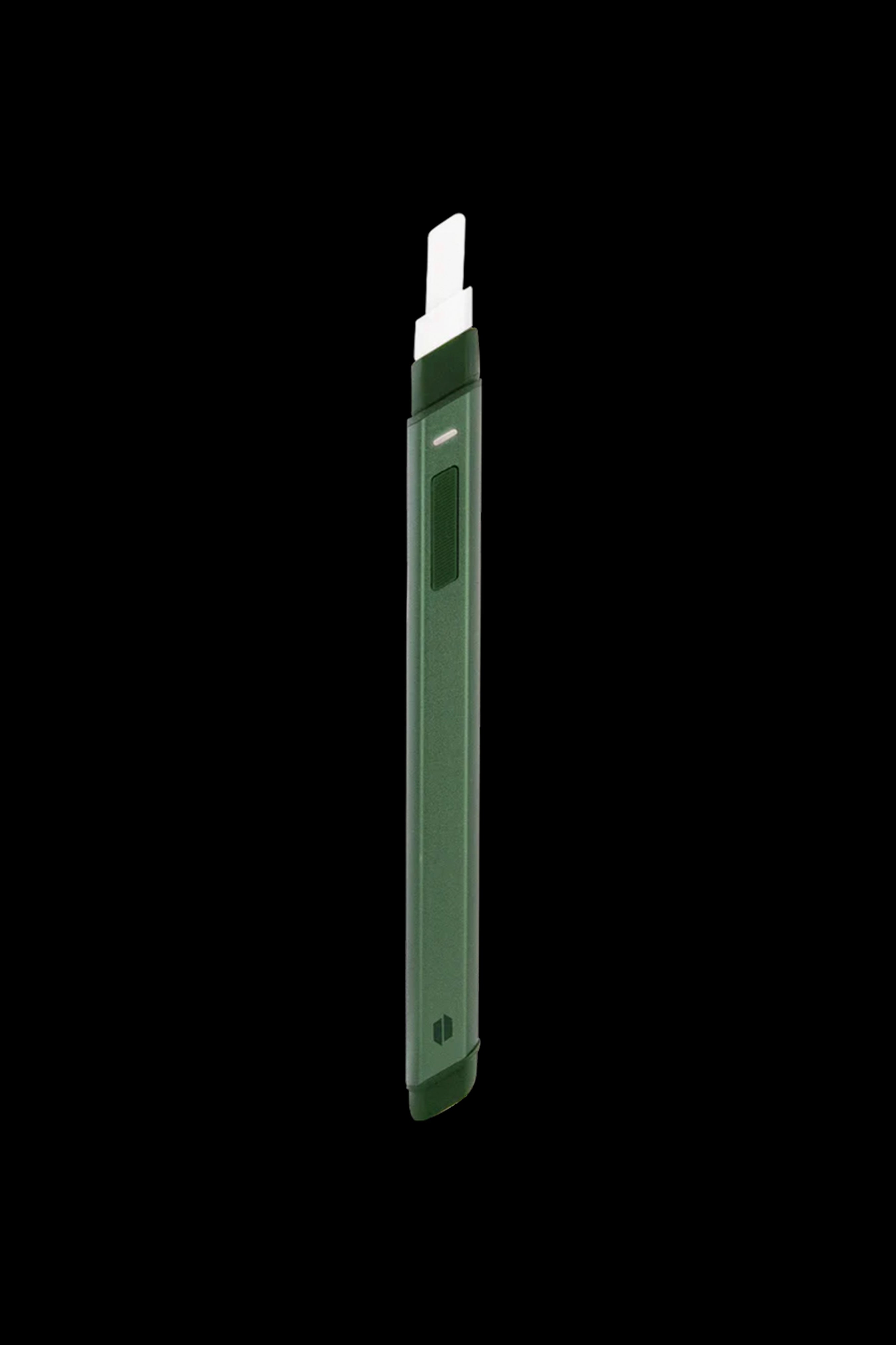 Green cannabis vape pen isolated on a black background.