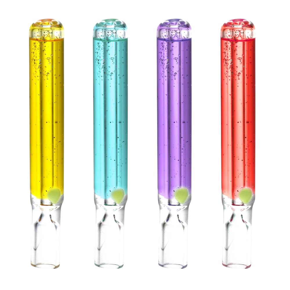 Front view of the Glass Taster Bat with Freezable Glycerin, showing a clear glass tube with a bulbous end.