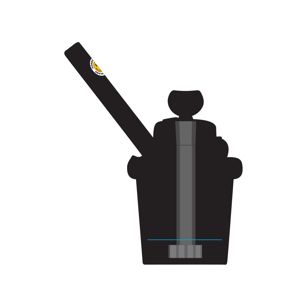 Front view of the Goody Cupcake Bubbler, a compact, dark glass bubbler with a rounded shape.