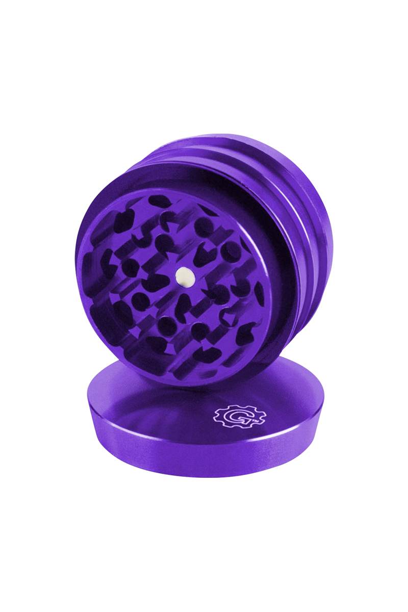 A slightly angled, close-up view of the Pulsar 2 Aluminum Tiered 4pc Grinder, displaying its layered, metallic finish.