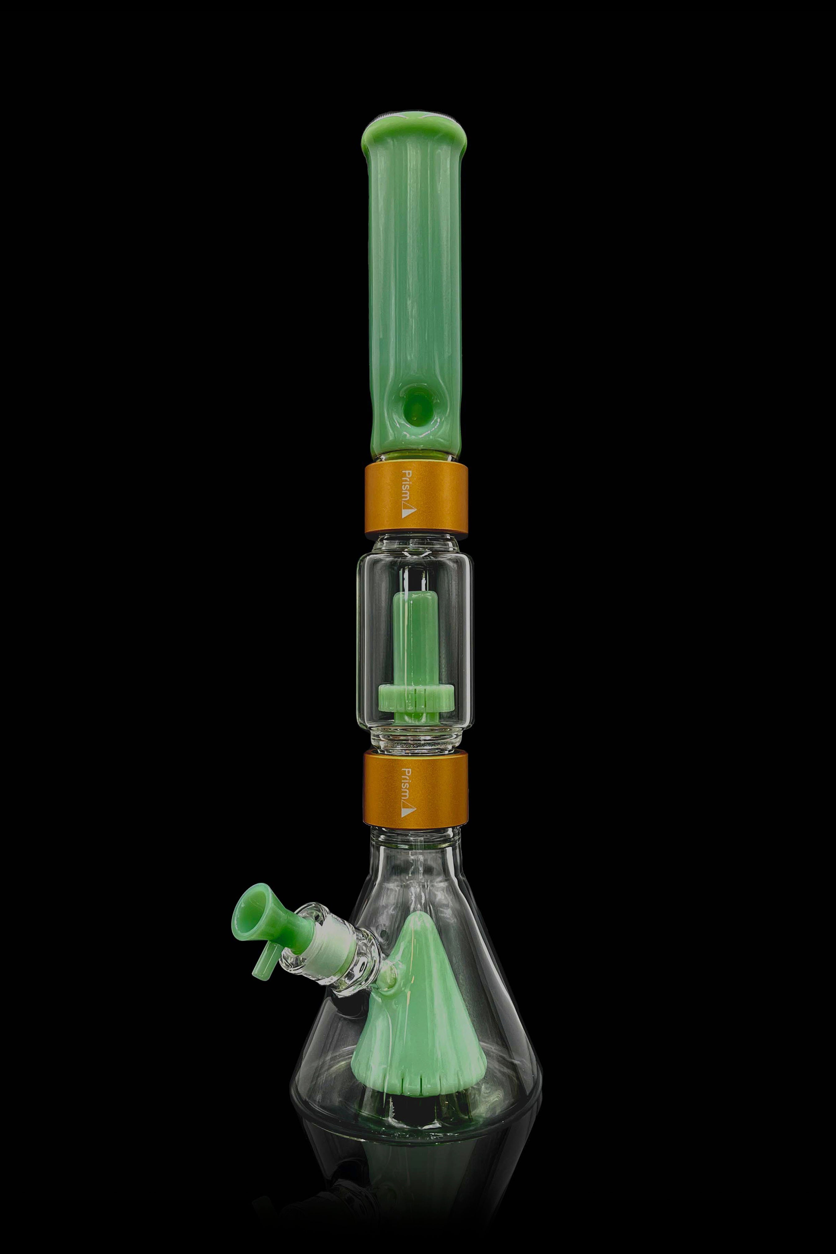 Green glass dab rig with water filtration system.