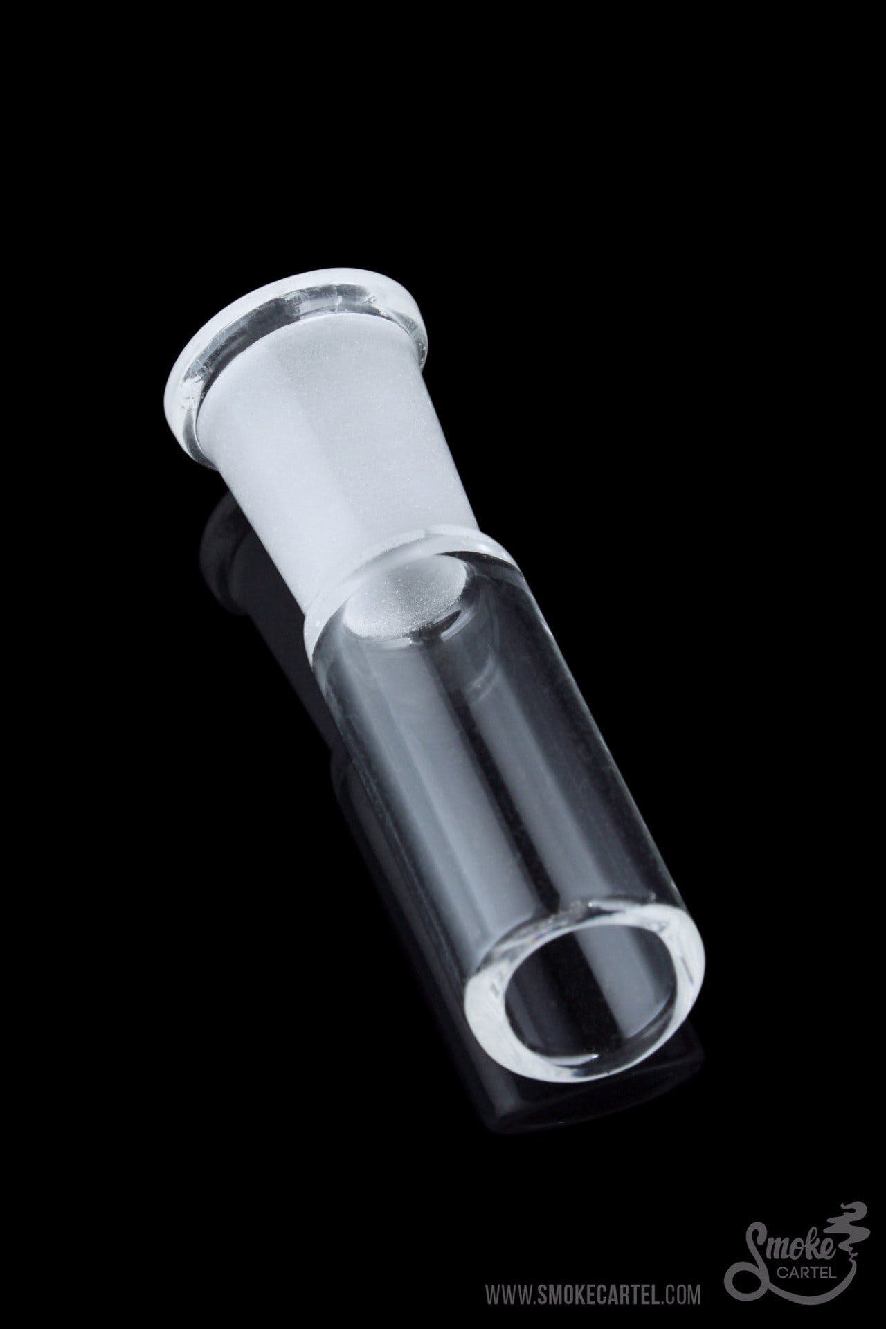 Angled Cut Vapor Dome displayed in a close-up shot, showing the clear glass dome at a slight angle against a dark background.