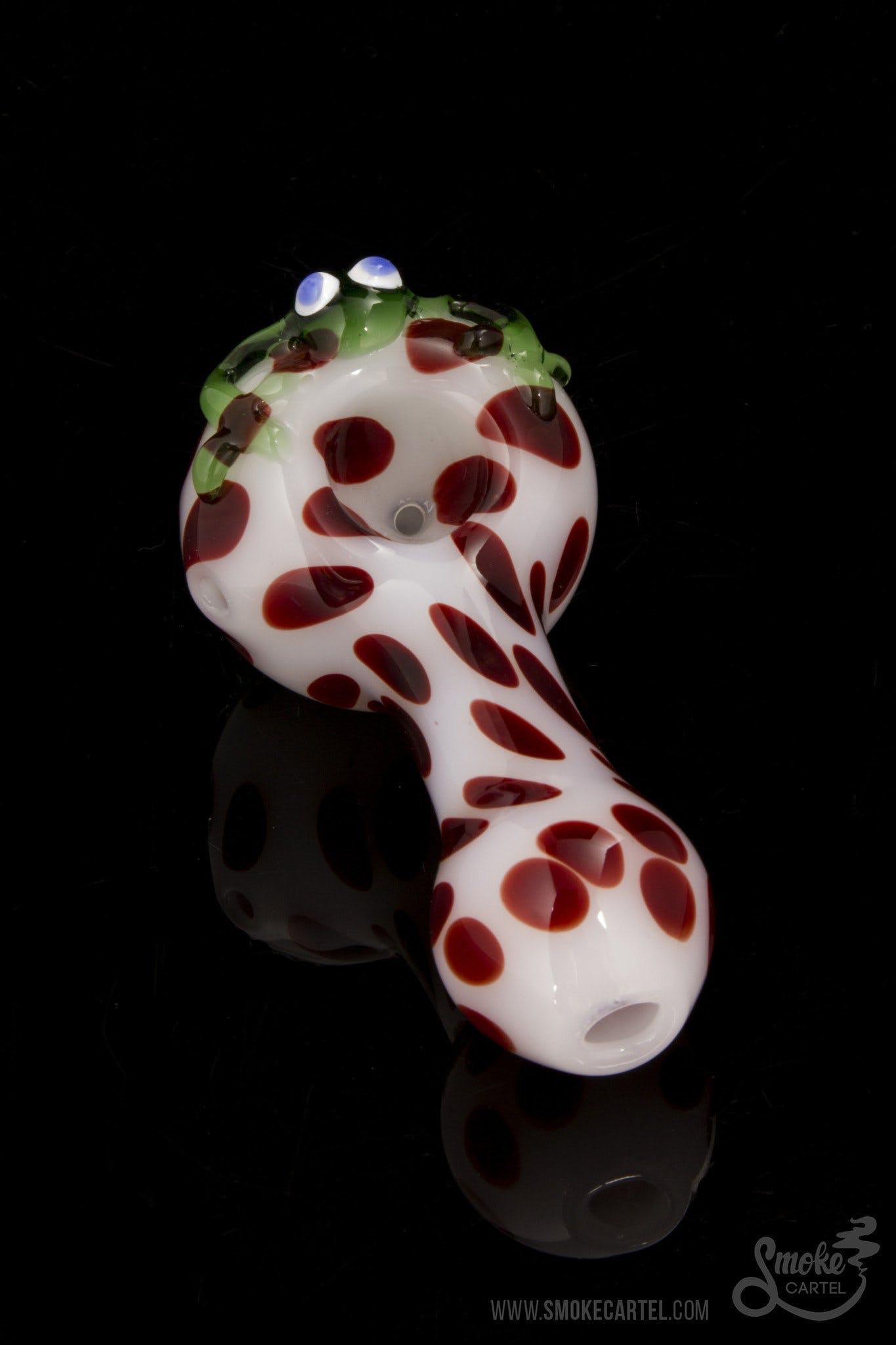 Green Frog - Glassheads "Froggy Friend" Spoon with Red Dots - Glassheads -