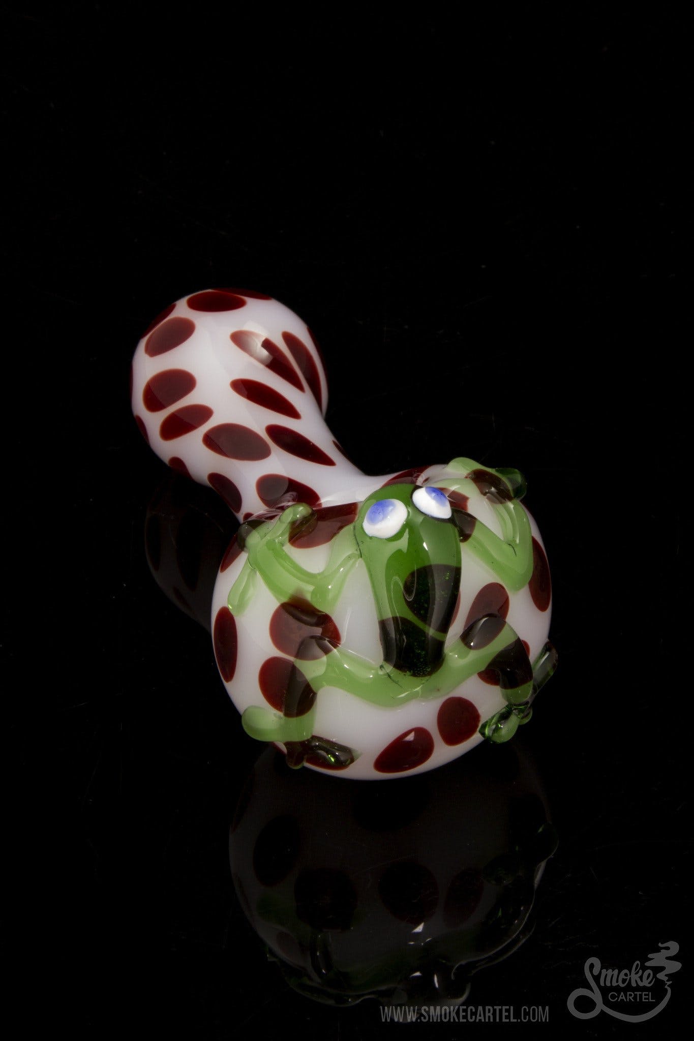 Green Frog - Glassheads "Froggy Friend" Spoon with Red Dots - Glassheads -