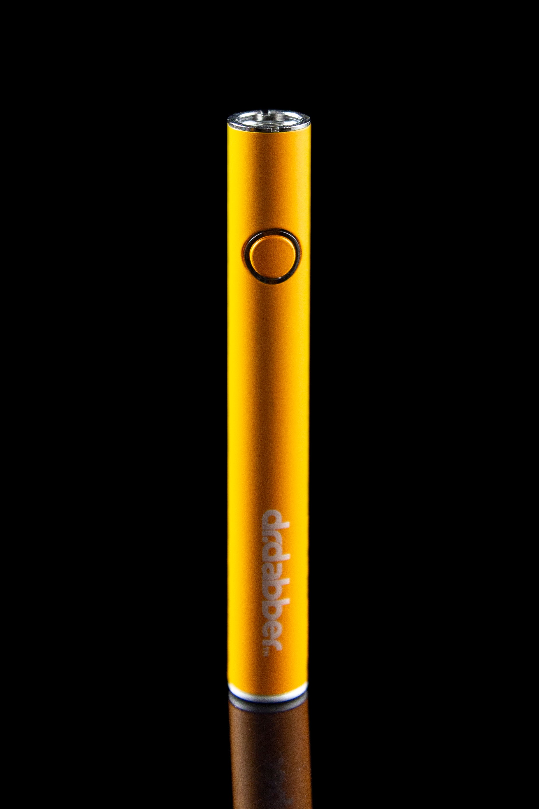 Orange cannabis vape pen with "ddabber" logo, studio shot.