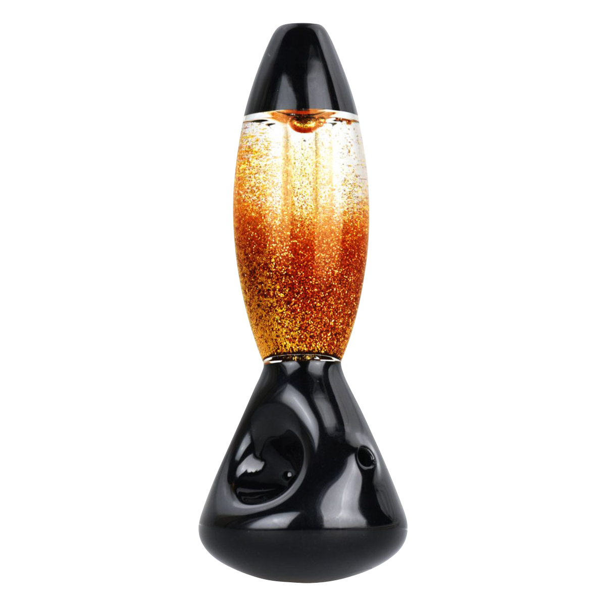 Front view of the Lava Lamp Freezable Glycerin Hand Pipe, showcasing its clear glass body and glycerin-filled design.