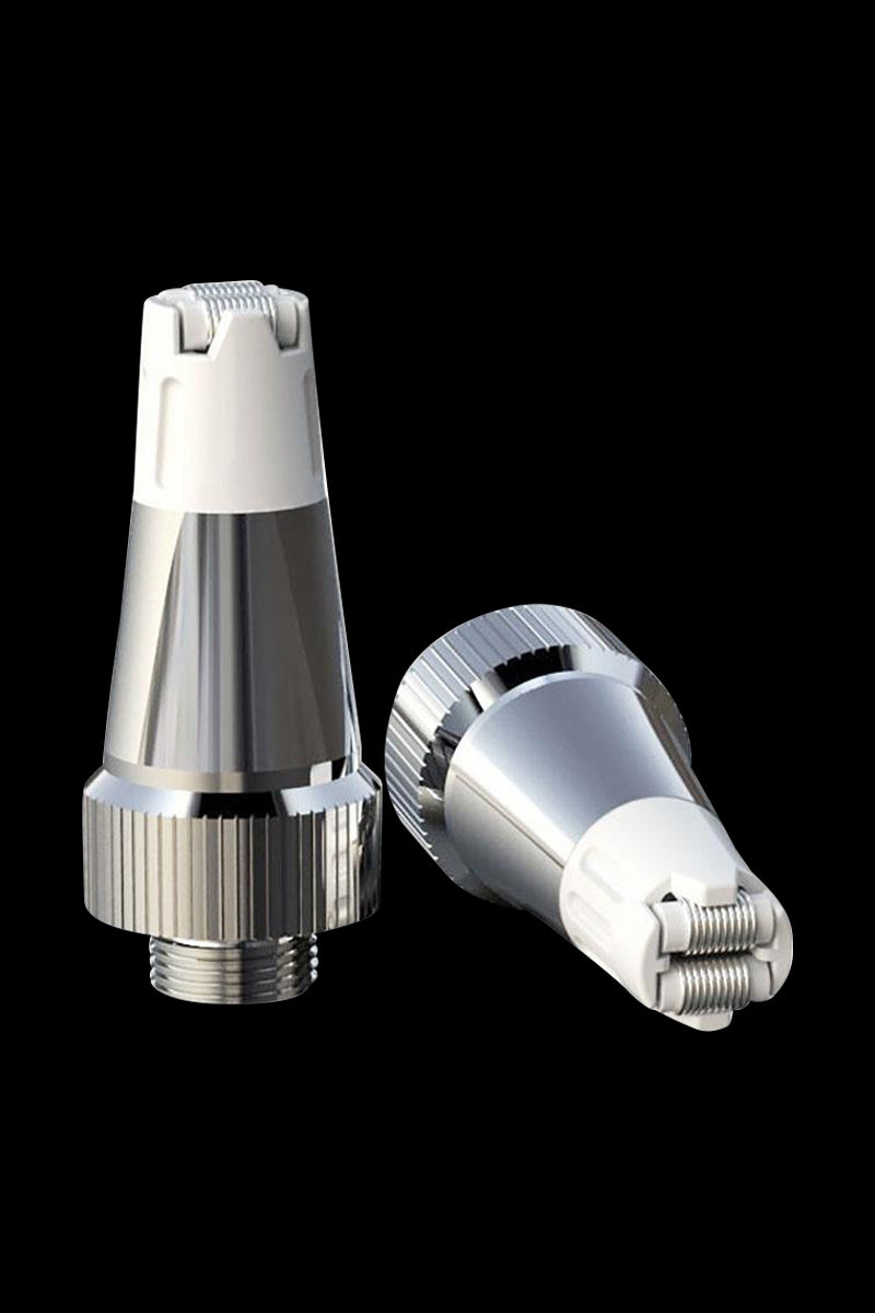 Close-up of the Lookah Seahorse PRO Ceramic Coil, showing the silver-colored, detailed ceramic coil design against a dark background.