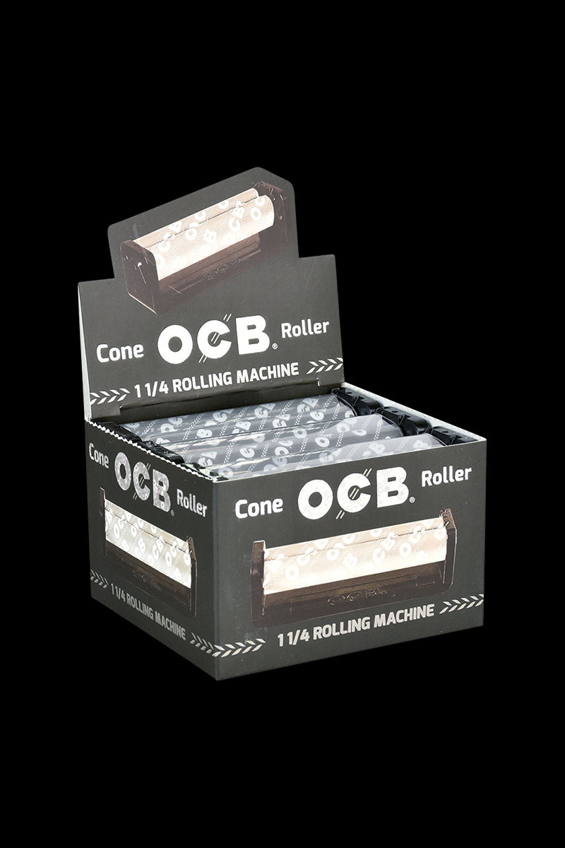 Front view of the OCB Classic Cone Roller Machine - 6 Pack, showing the packaged rollers against a plain black backdrop.