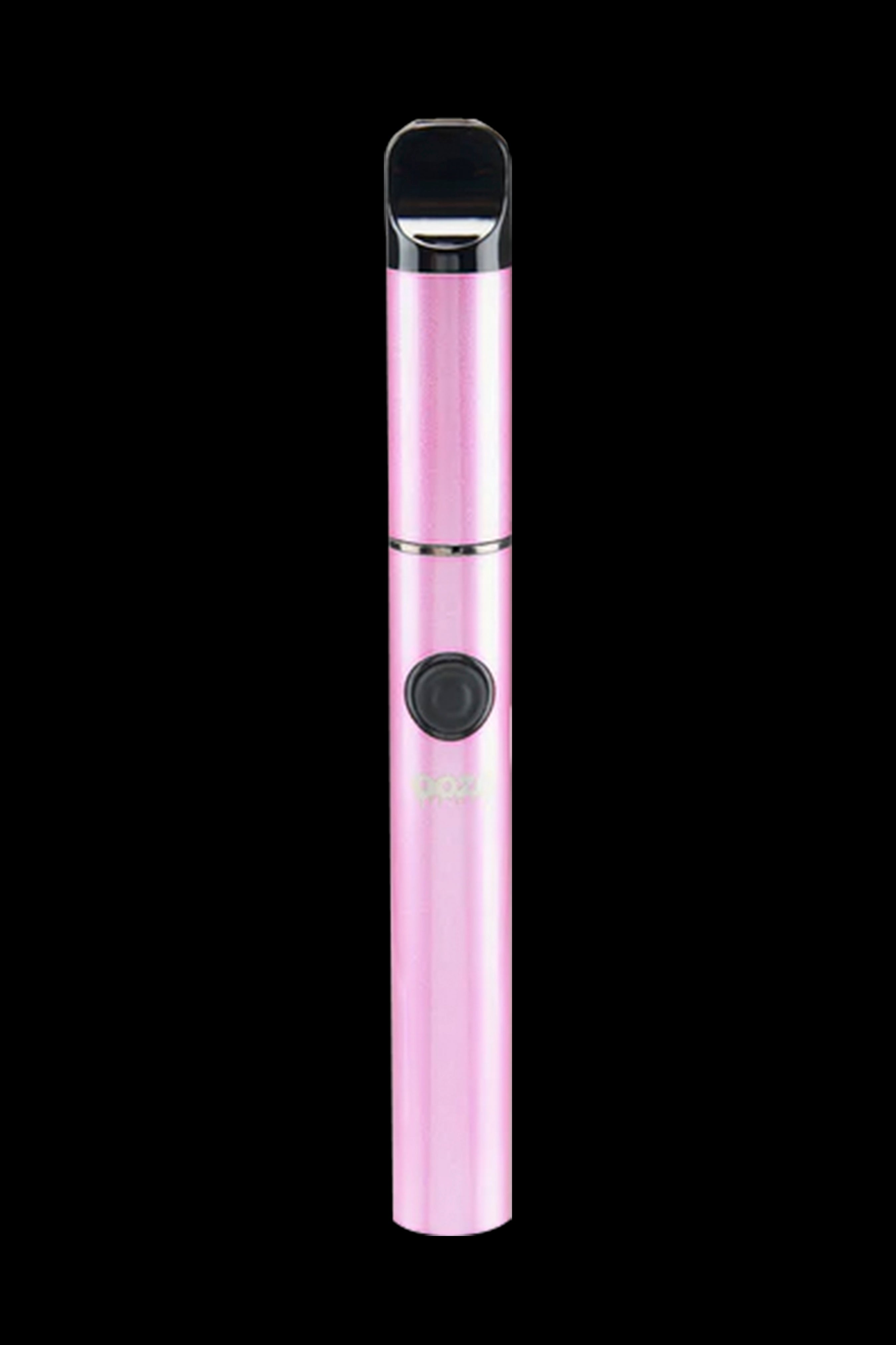 Pink cannabis vape pen isolated on a black background.