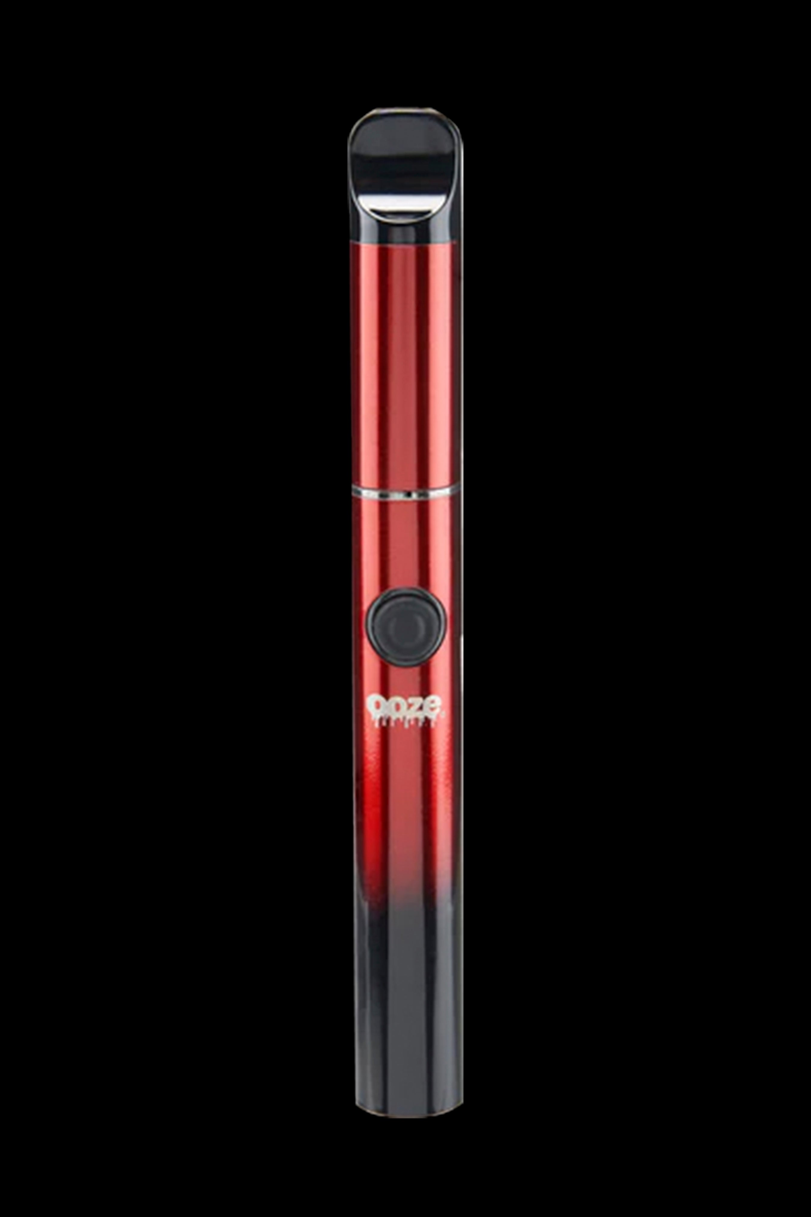 Red and black cannabis vape pen with “OOZE” logo.