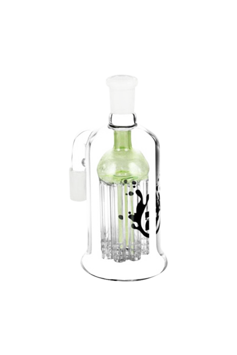 Front view of the Pulsar 8 Arm Ash Catcher, a clear glass piece with eight visible arms extending from its base.