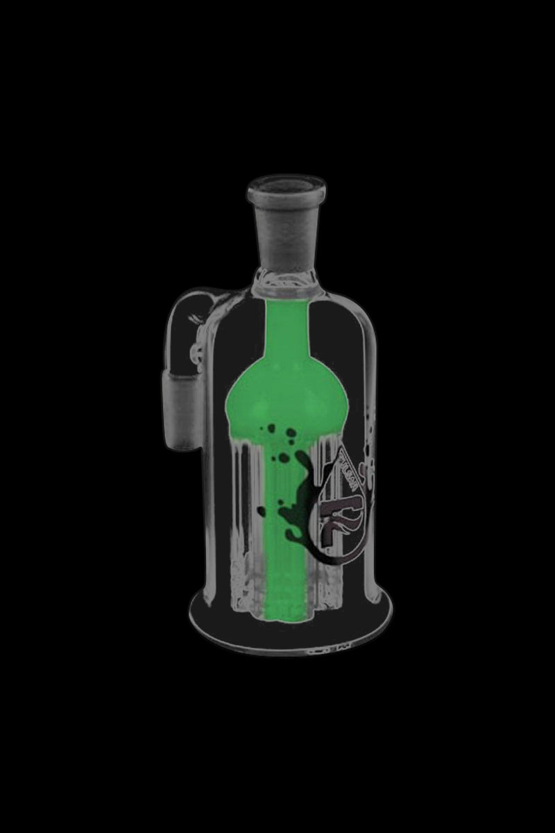 Front view of the Pulsar 8 Arm Ash Catcher, a clear glass piece with a uniquely shaped ash-catching component.