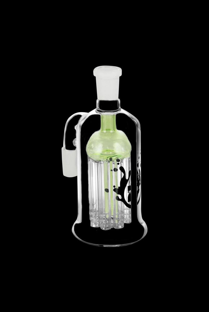 Front view of the Pulsar 8 Arm Ash Catcher with eight glass arms extending from a clear glass base.