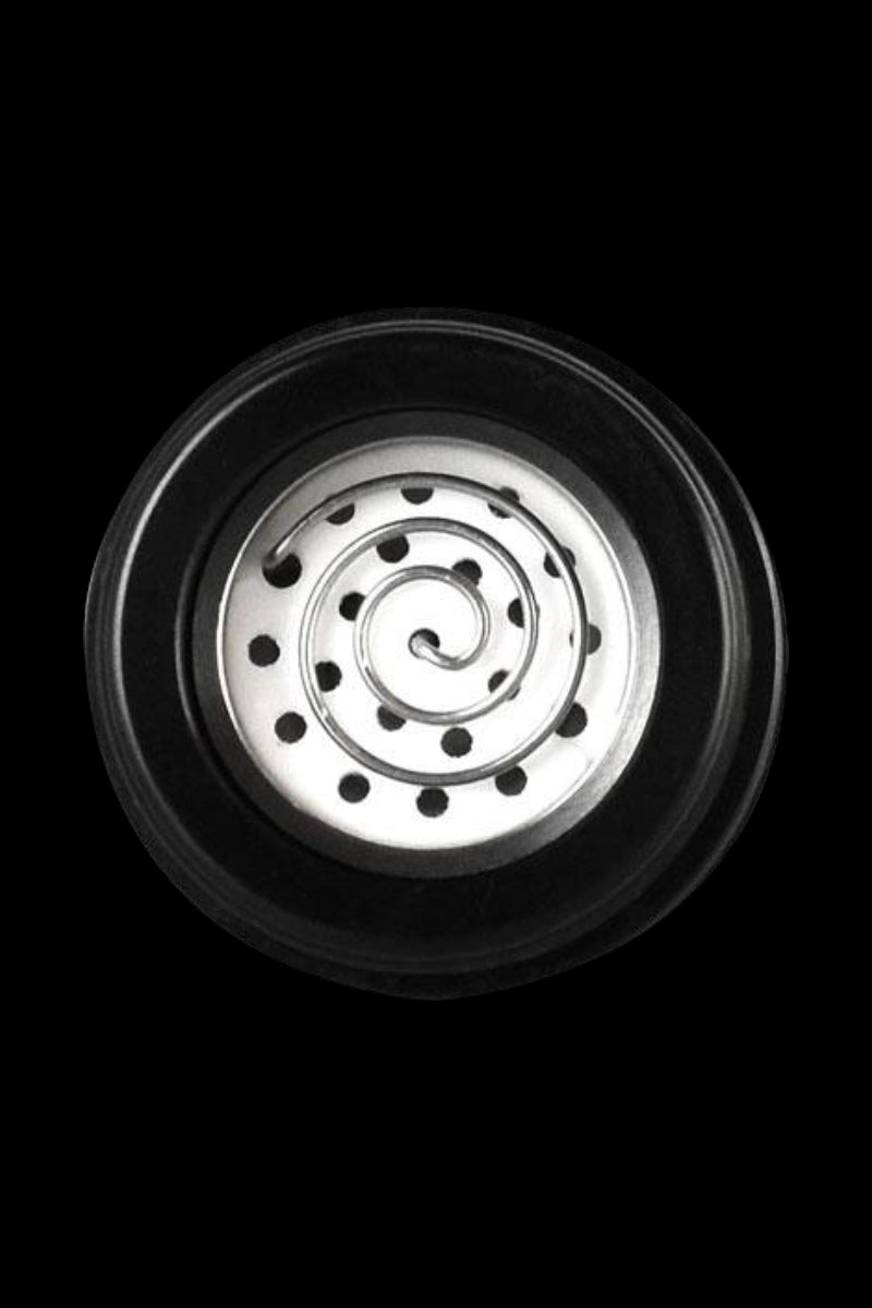 Close-up view of the Pulsar Barb Flower Replacement Coil, showcasing its circular, patterned design against a dark background.