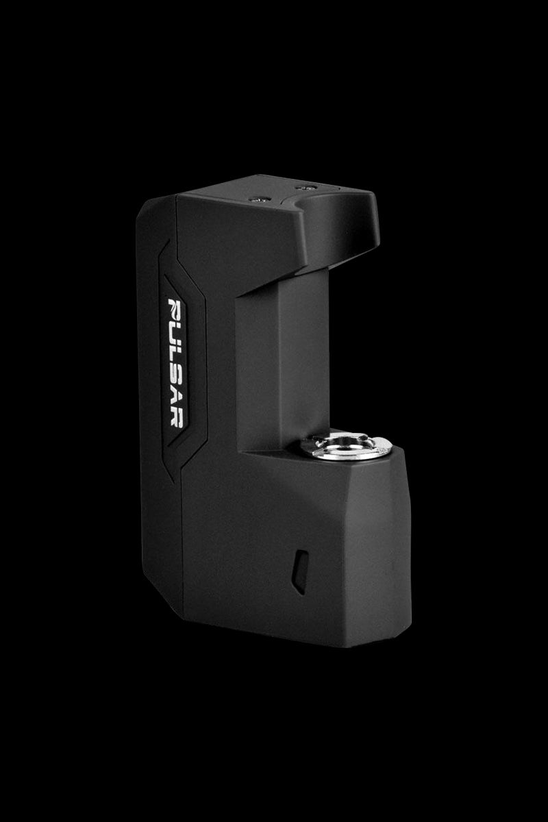 A close-up, angled view of the Pulsar GiGi H2O 510 Battery & Water Pipe Adapter, showcasing its sleek, black design.