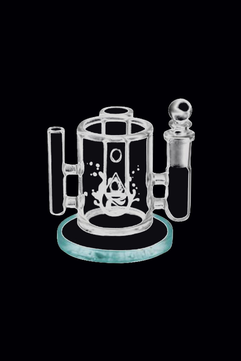 The Pulsar Isopropyl Cleaning Station is displayed in a close-up, angled shot with a clear glass base and upright cleaning columns.