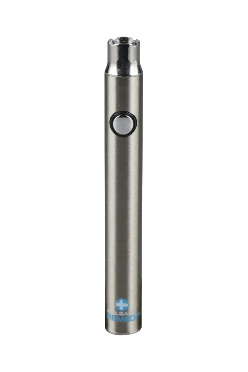 Front view of the Pulsar ReMEDi Variable Voltage Battery with Preheat, showcasing its sleek, cylindrical design on a plain white background.