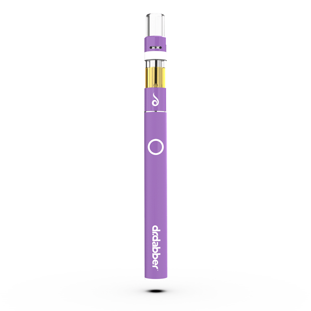 Front view of the Dr. Dabber Universal 510 Threaded Battery, a sleek, silver cylindrical device with a visible connection point.