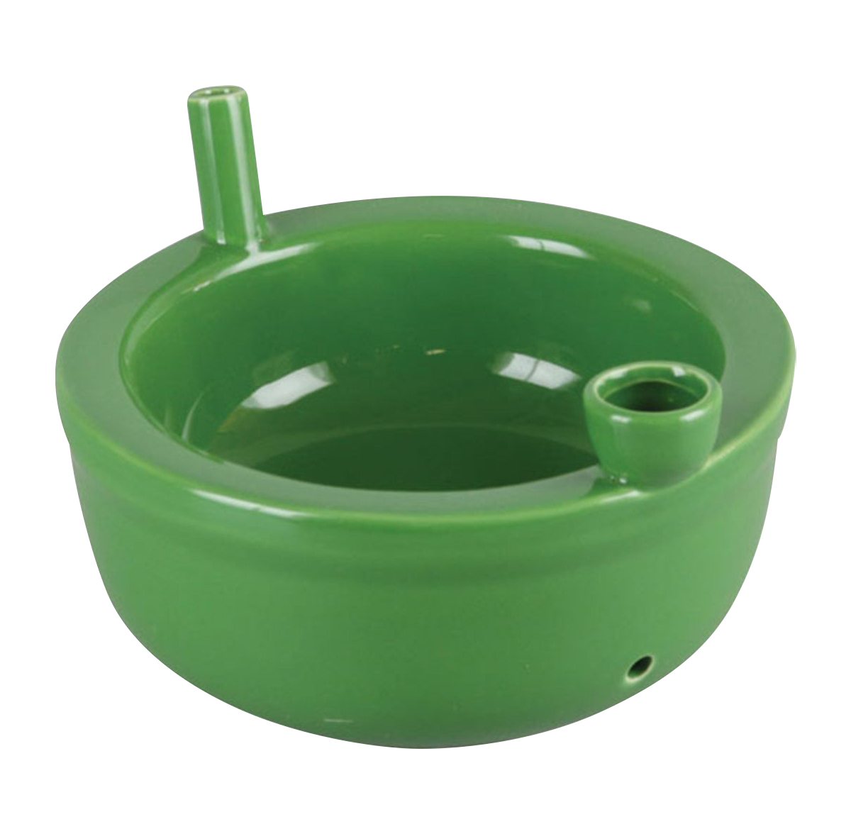 A front view of the Roast And Toast Ceramic Cereal Bowl Pipe, showing a white ceramic bowl with a minimalist design.