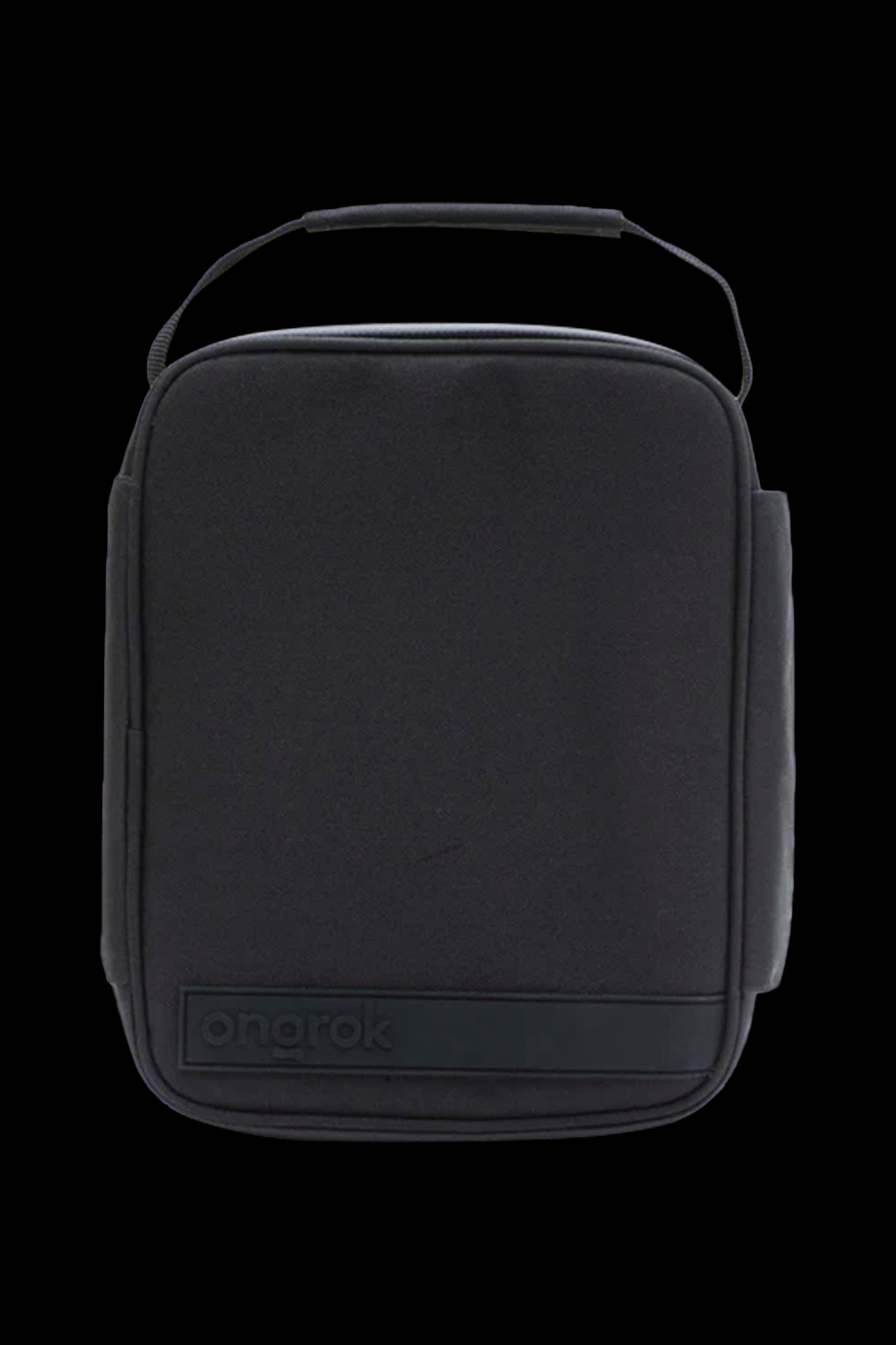 Black smell-proof cannabis accessories case with carrying handle and “ongrok” logo.