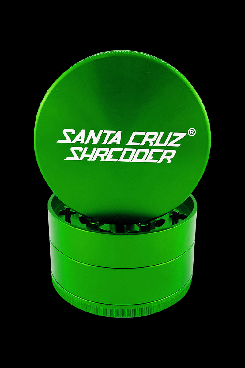 Front view of the Santa Cruz Shredder Grinder - Large, a silver metal grinder with multiple tiers visible against a plain white background.