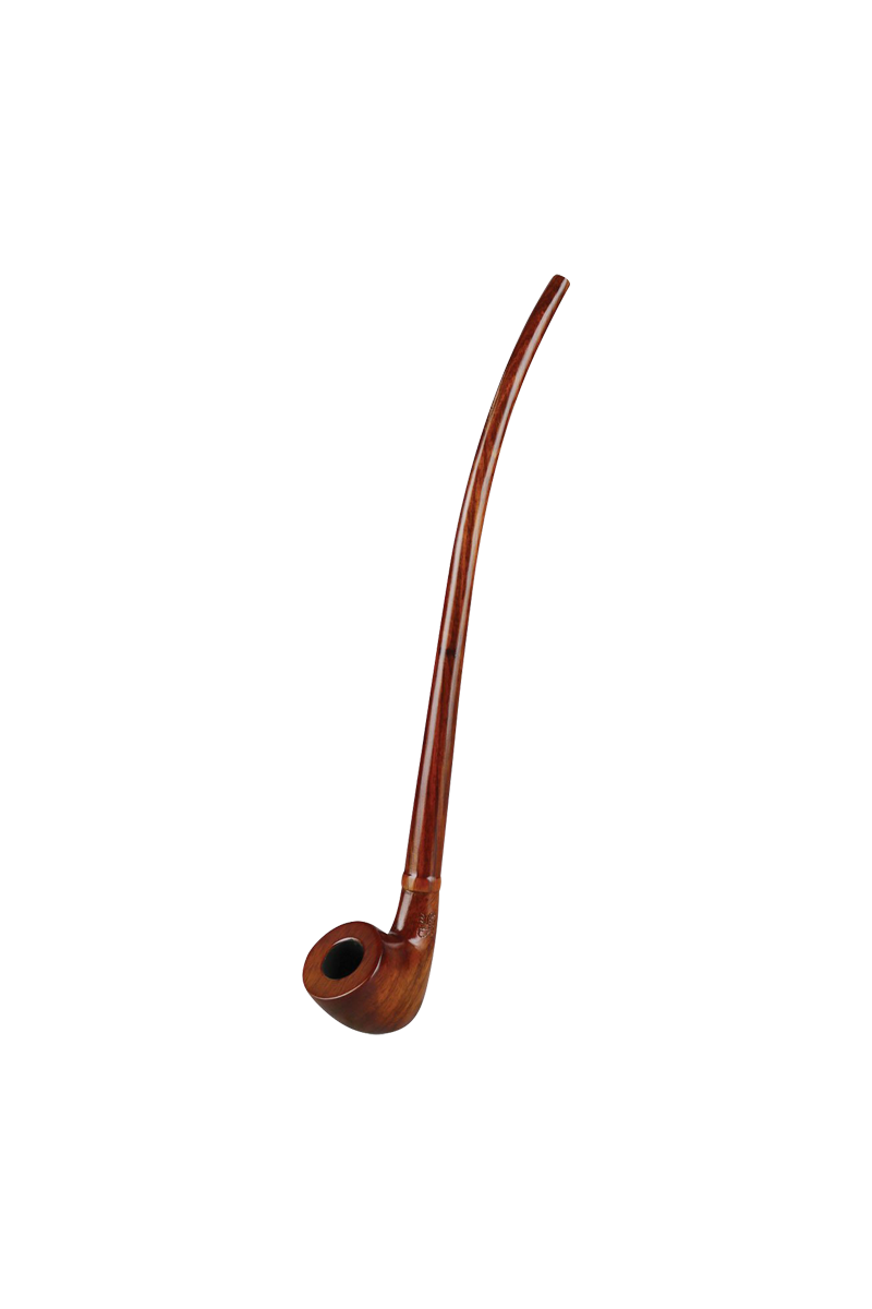A side view of the Pulsar Churchwarden Tomahawk, showcasing its long, curved stem and polished wood finish.