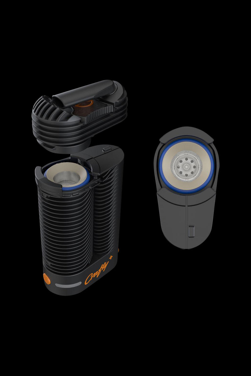 Front view of the Storz & Bickel Crafty+ USB-C Updated Portable Vaporizer, a compact black device with a subtle textured finish.