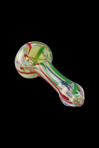 Colorful glass smoking pipe against a black background.