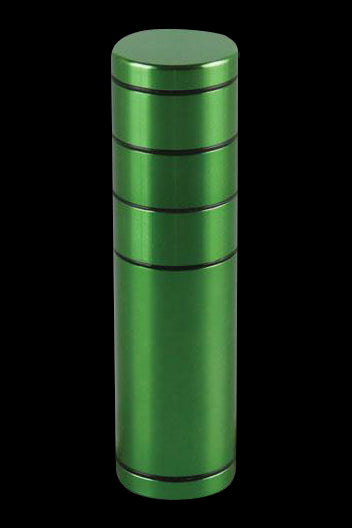 Green metal cannabis storage container.