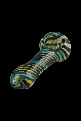 Hand pipe with swirling green and black glass.