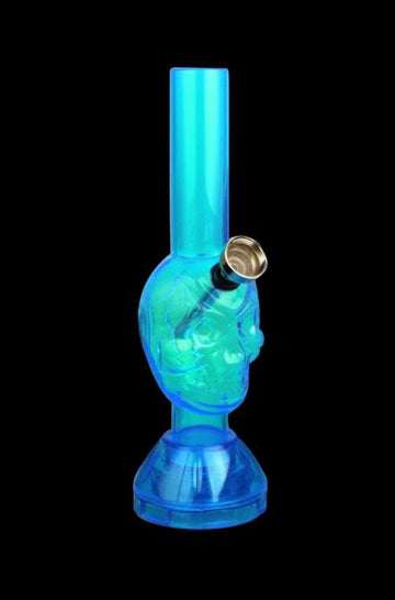 Mini Acrylic Skull Water Pipe with Built in Grinder Base - Mini Acrylic Skull Water Pipe with Built in Grinder Base