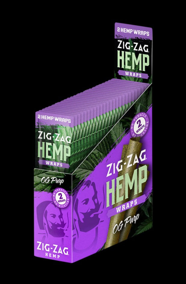 Front view of the Zig Zag Hemp Wraps – 25 Pack, showcasing the colorful packaging with a bold, branded design.