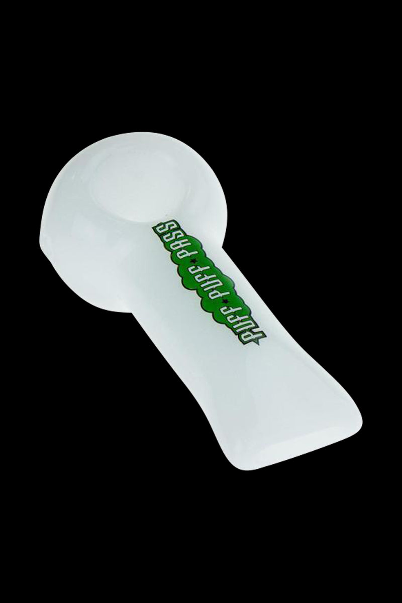 A front view of the Puff Puff Pass 4 Inch Hand Pipe, showcasing its simple, handheld design against a plain background.