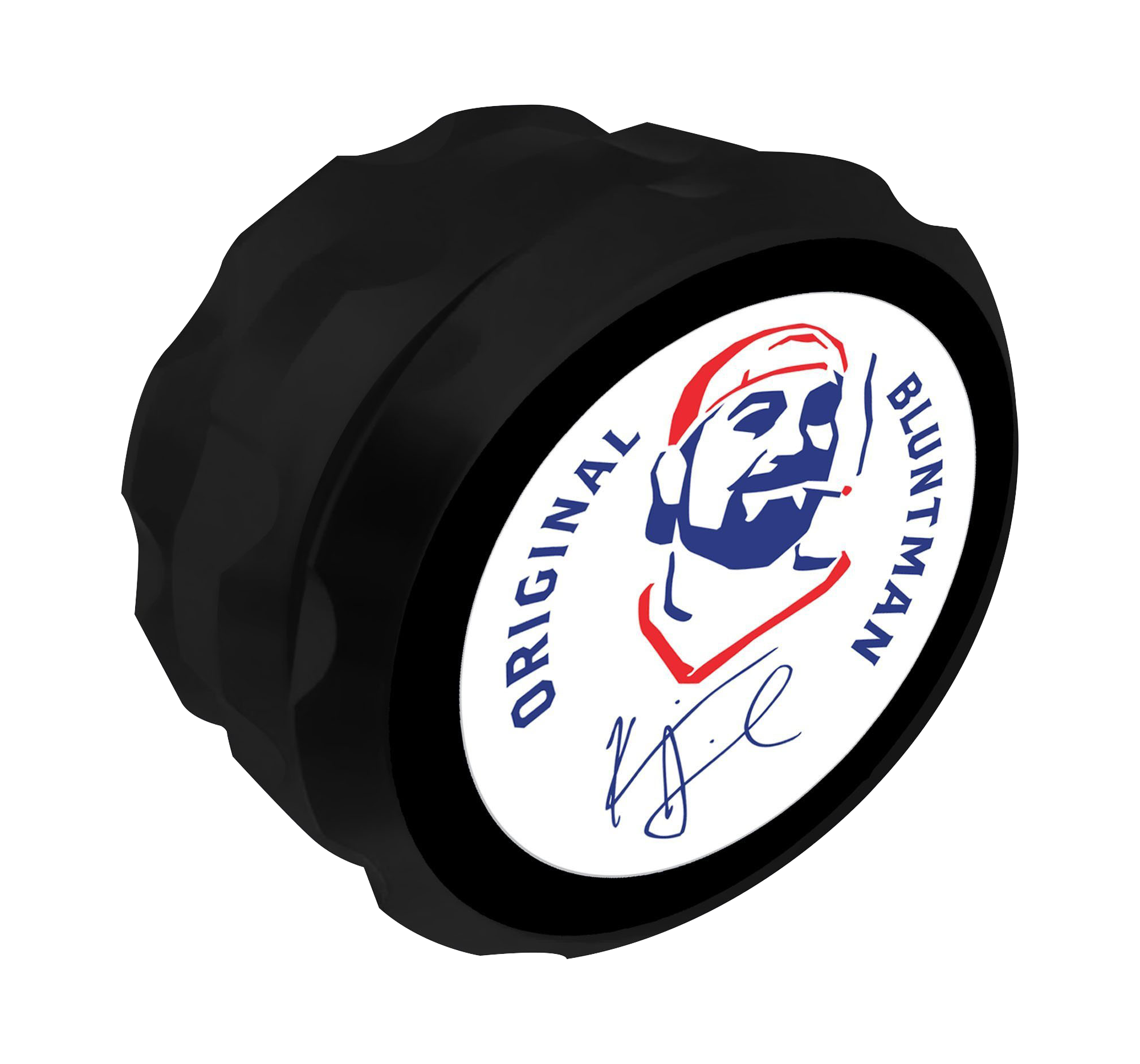 Front view of the Jay and Silent Bob Bluntman Grinder, showing a circular, metallic grinder against a plain white background.