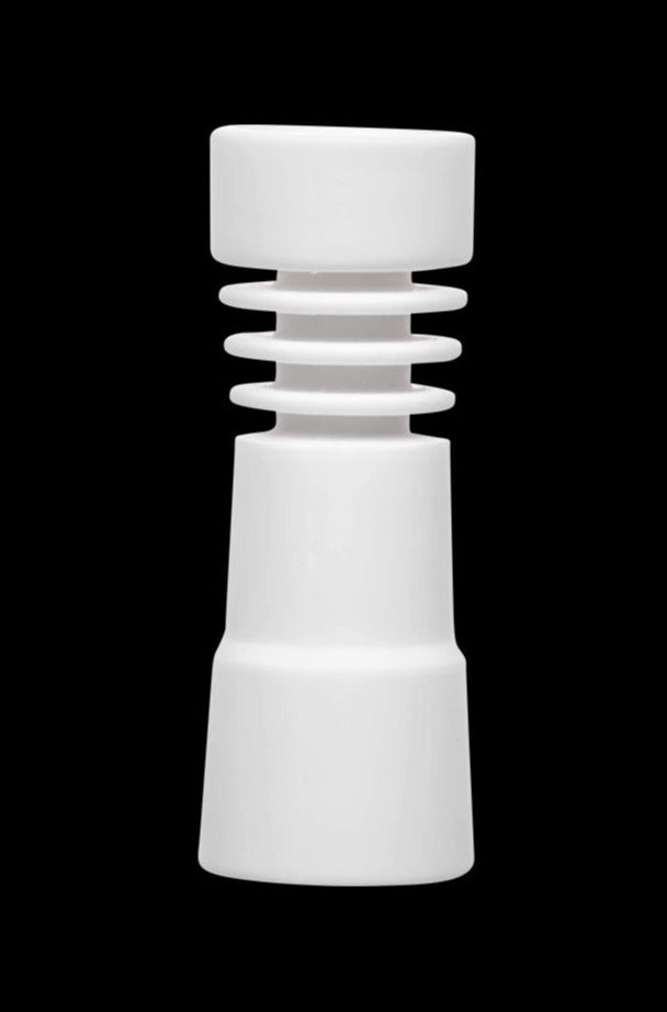 Front view of the DankStop Female Ceramic Domeless Nail, a white ceramic piece with a domeless design.