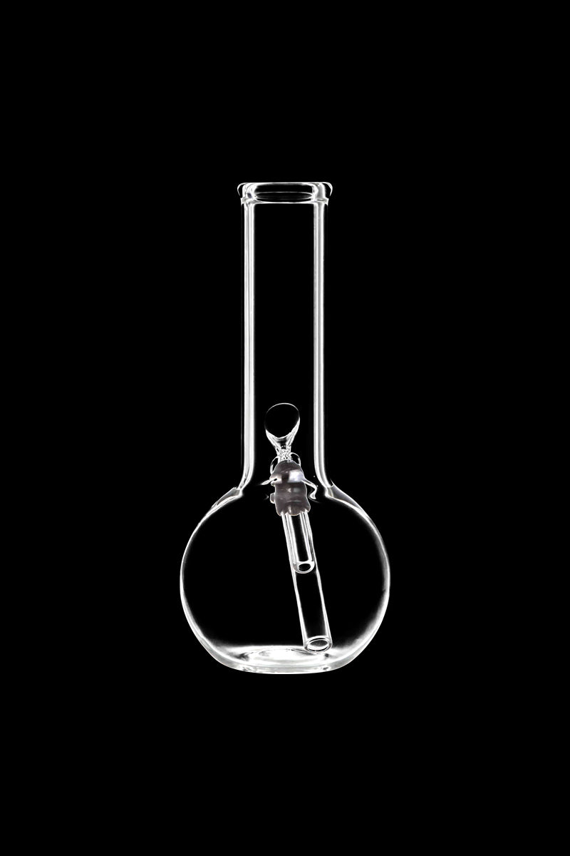 Front view of the Clear Glass Basic Water Pipe, showcasing the simple, clear glass construction in a studio setting.