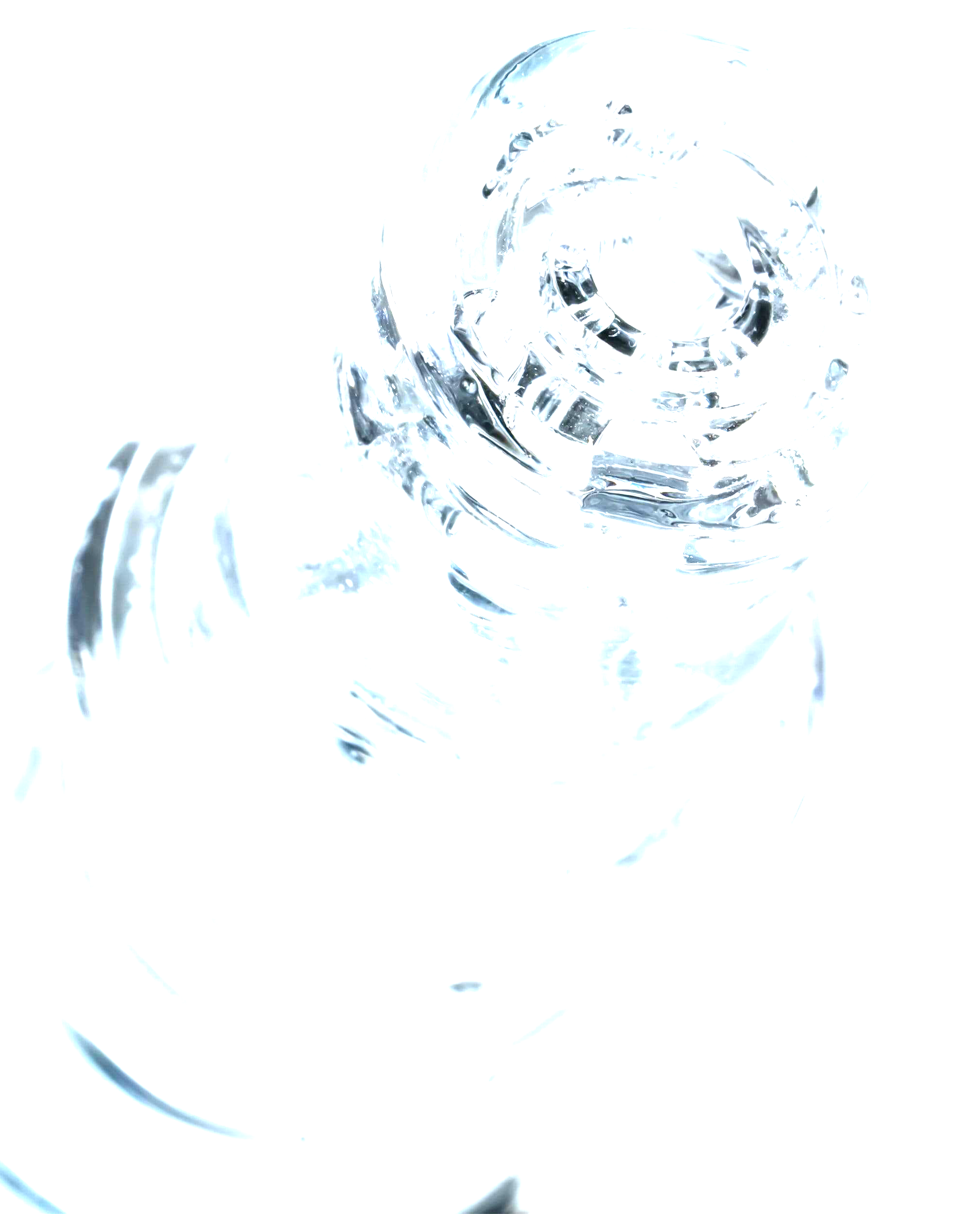 Close-up angled view of a clear glass Diamond Knot Domeless Nail showing its spiral interior and reflective highlights against a black background