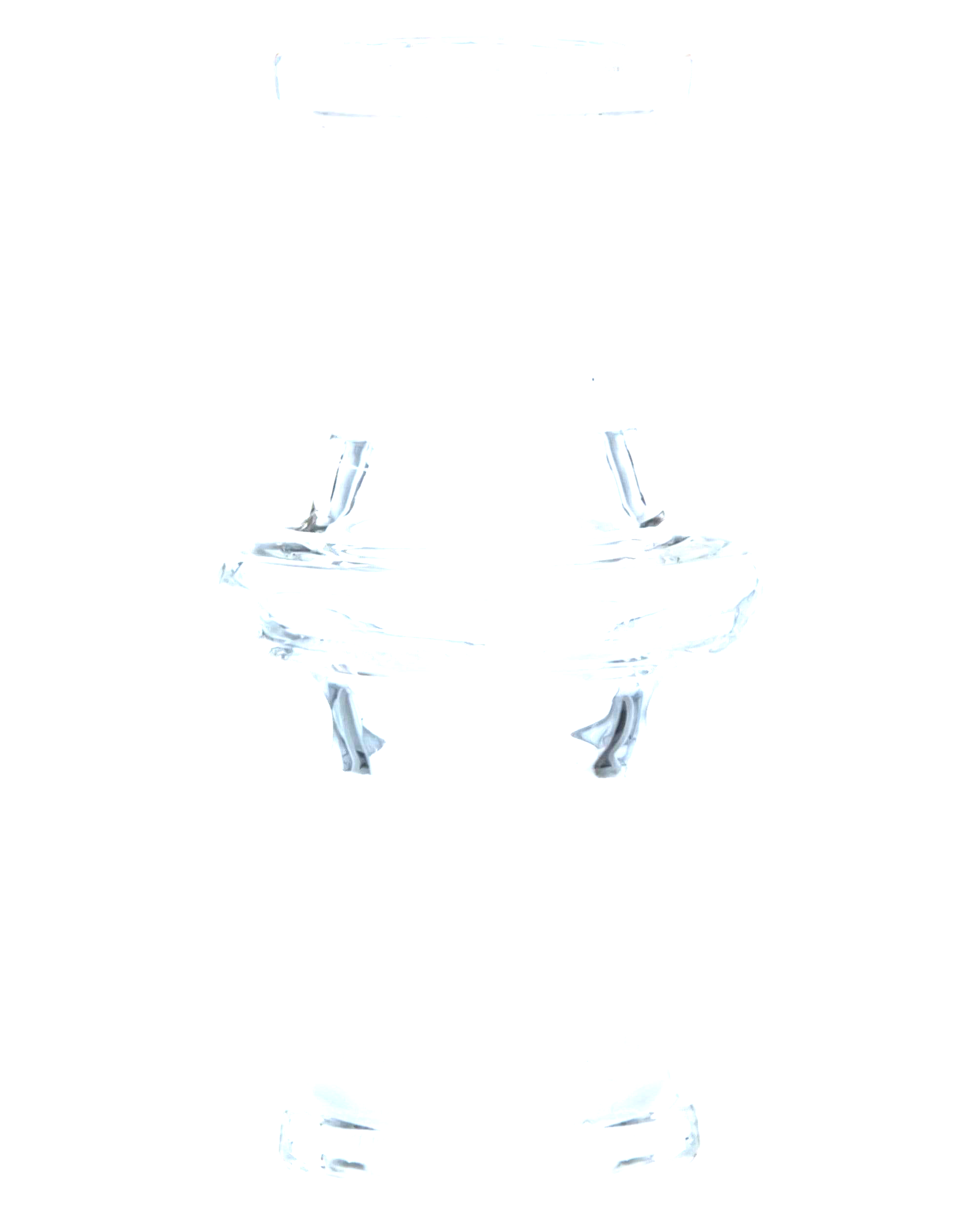 Close-up front view of the Female to Female Adapter showing a clear glass joint against a black background.