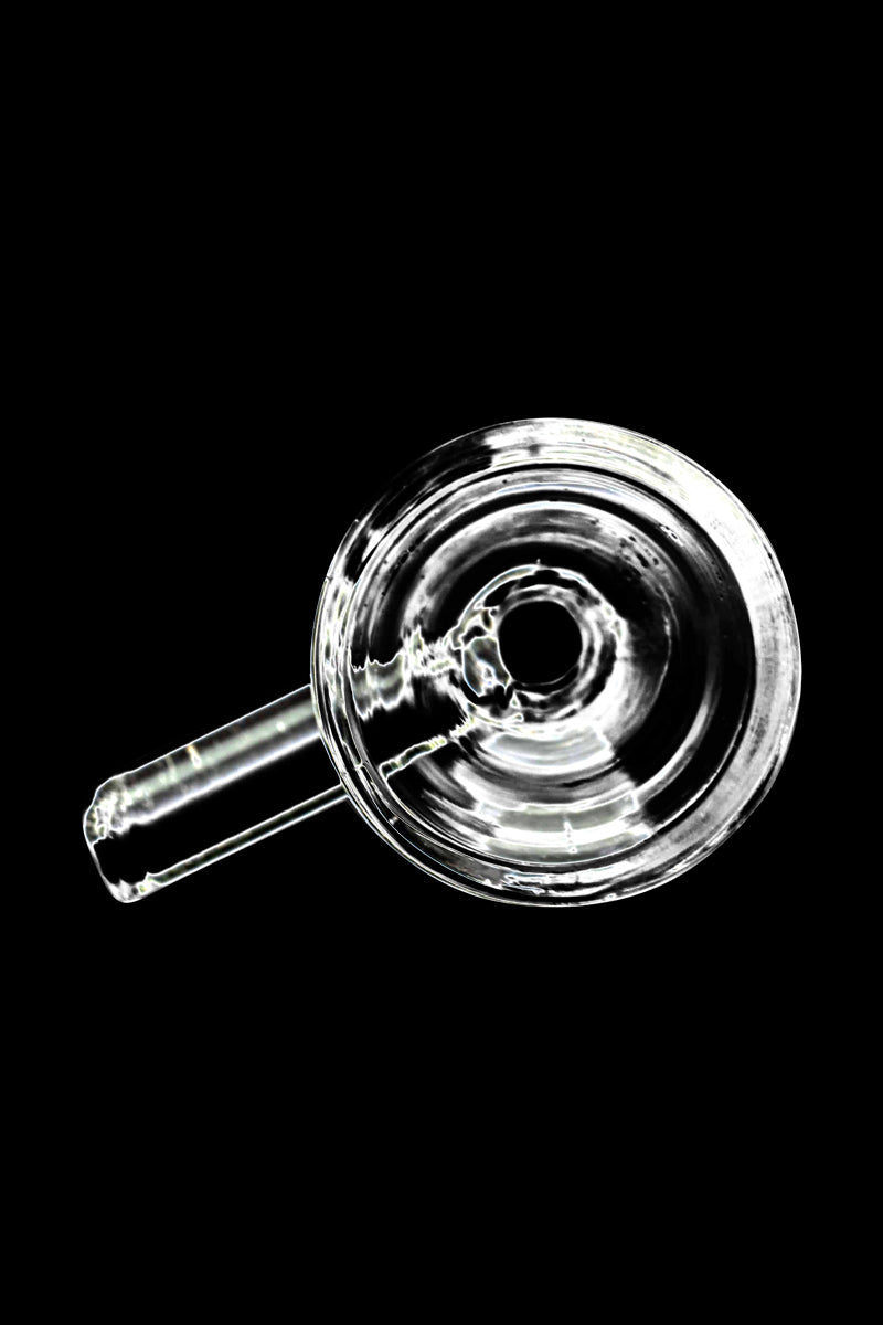 Close-up view of the Glass Bowl, a clear glass piece with a rounded shape and smooth surface.