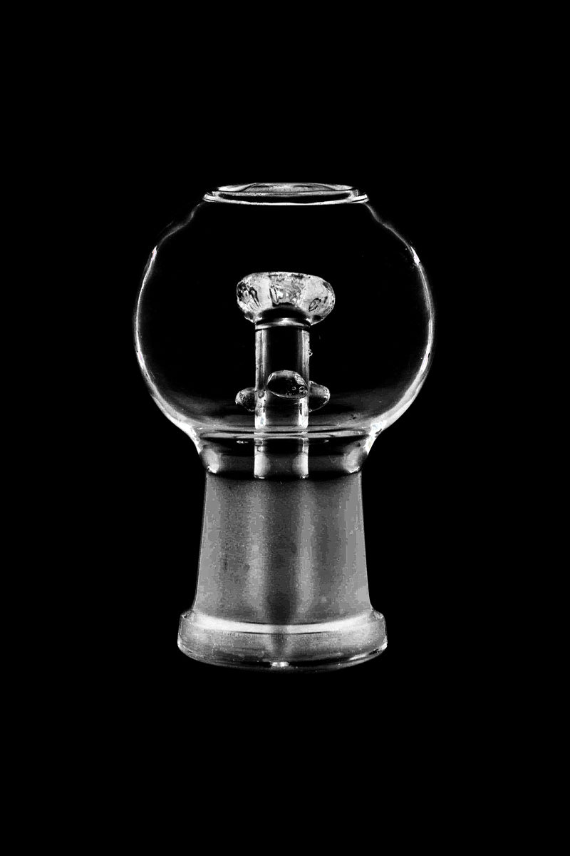 A straight-on view of the Glass Dome and Nail, featuring a clear glass dome over a metallic nail base.