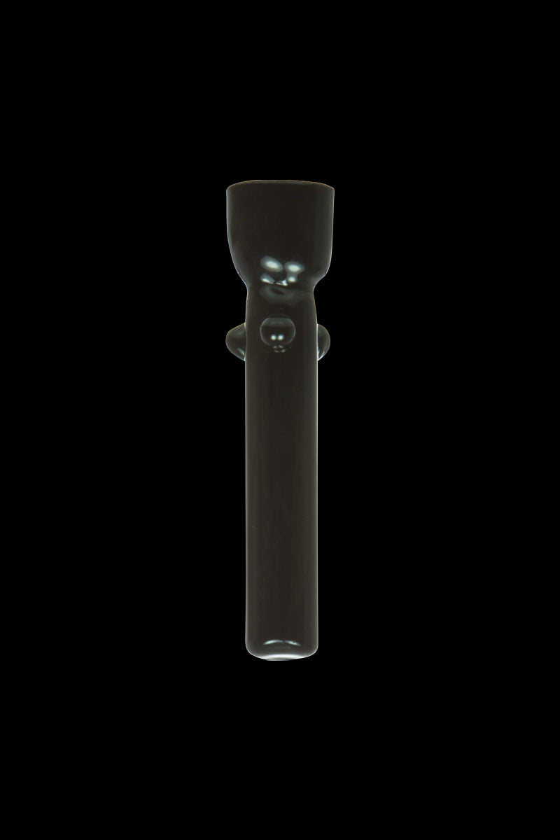A straight-on view of the Glass Nail, a clear, slender glass tip against a dark background.