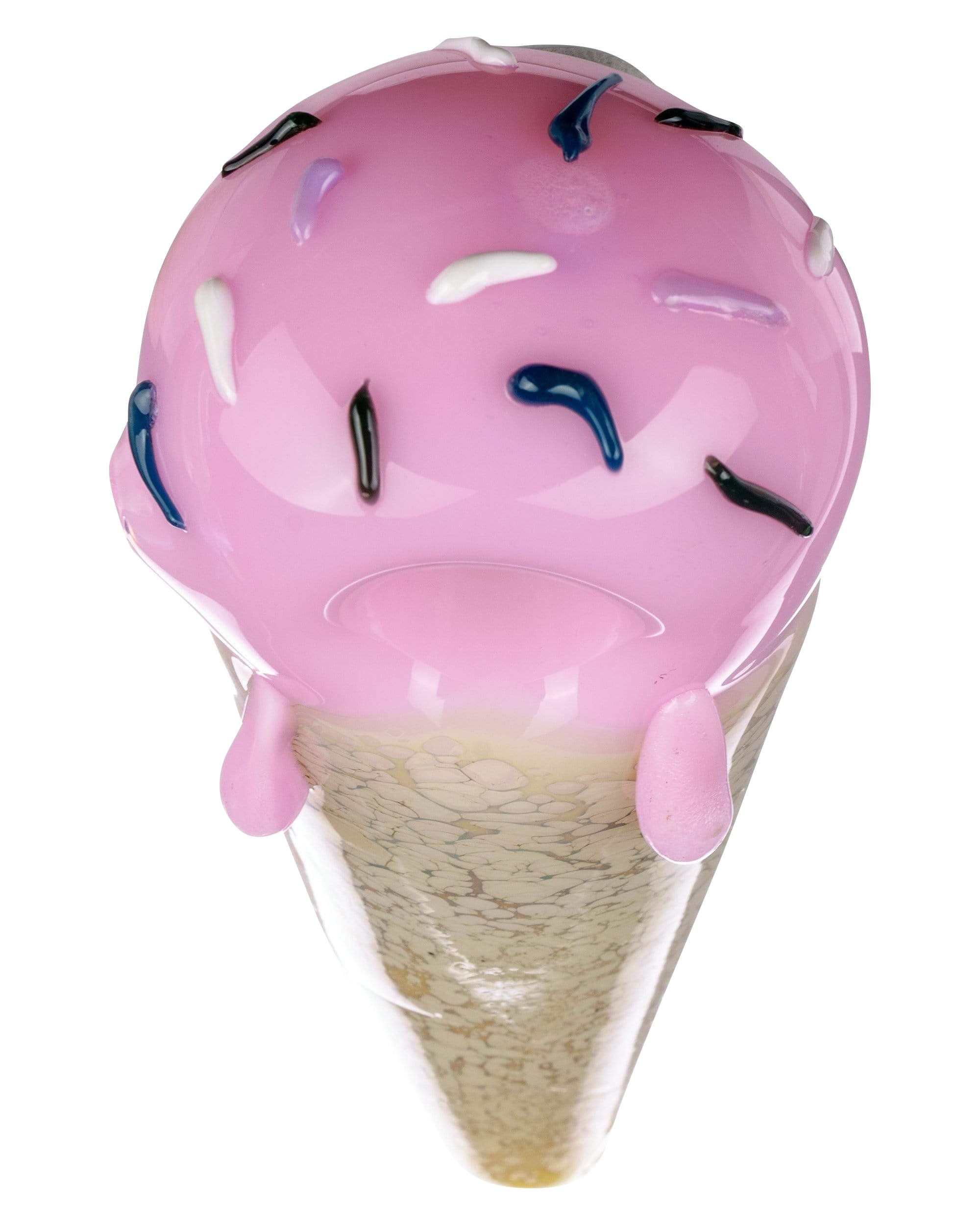 A close-up, angled view of the Single Scoop Ice Cream Spoon Pipe, resembling a colorful, swirled ice cream cone.