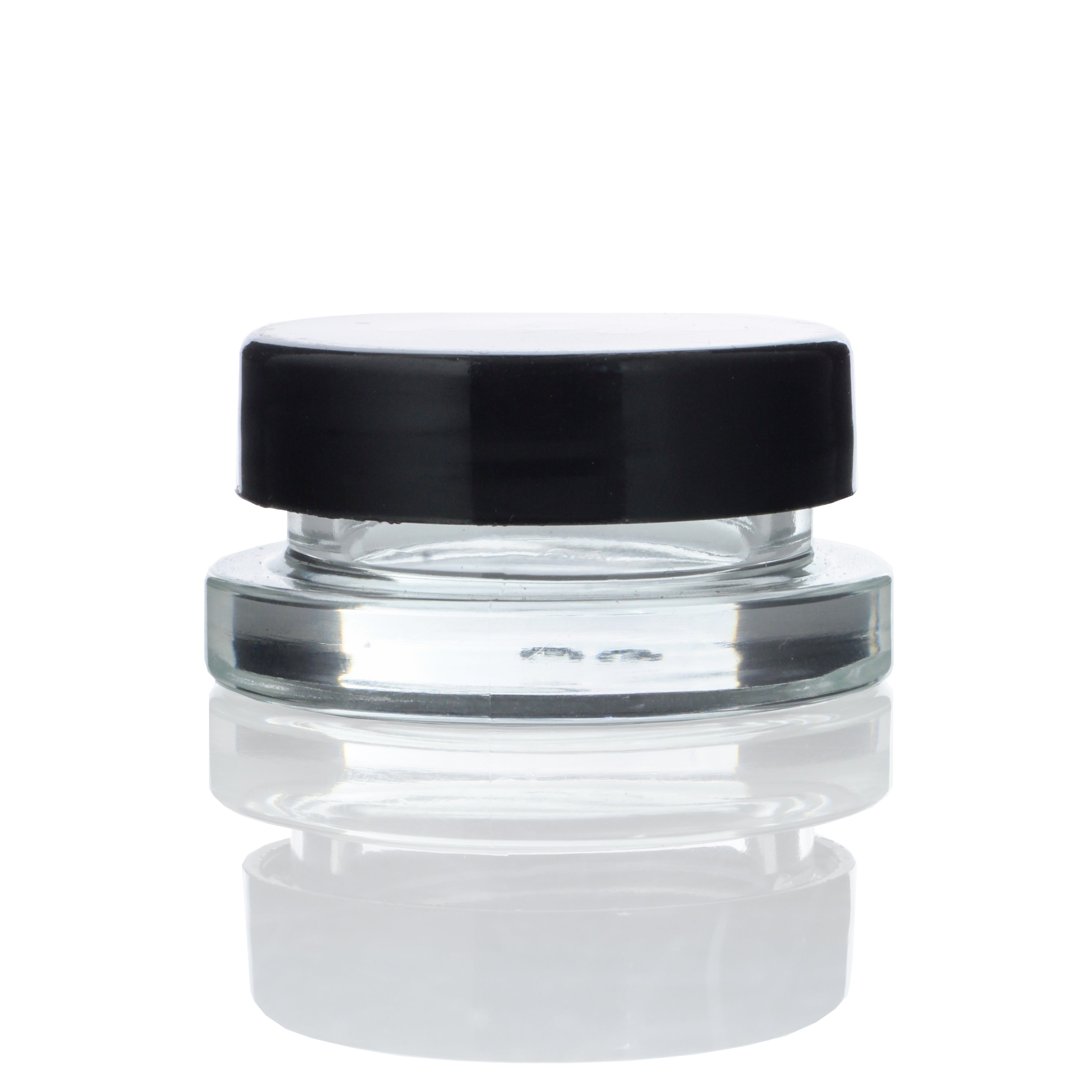 A studio shot of the Dip Devices 9mL Glass Container, displaying its clear glass construction and simple cylindrical shape.