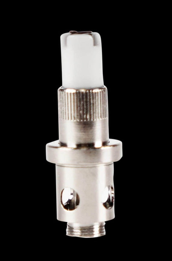 Close-up view of the Dip Devices Little Dipper replacement tip, showing the textured metal and cylindrical design.