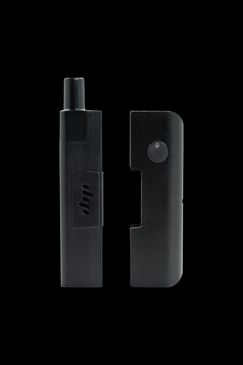 Front view of the Quartz Crystal Attachment, a dark-colored glass piece, angled slightly on a black background.